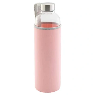 Image de axentia Bouteille en Verre Borosilicaté, d&#039;eau avec Couvercle Néoprène et Bouchon à Vis, Ø ​​env. 7,8 cm, H env. 28 Transparent/Rose