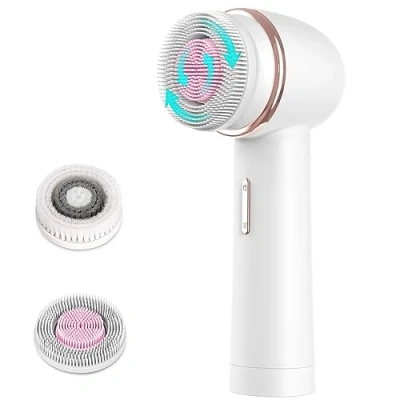 Image de MYCARBON Brosse Nettoyante Visage Électrique Microcirculation Bidirectionnelle IPX7 Étanche 2 Vitesses Exfoliante Silicone Rotative pour Nettoyer Le en Profondeur Blanc