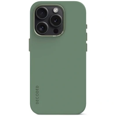 Image de DECODED Couverture arrière en Silicone Iphone 15 Pro Max Étui antibactérien Convient pour MagSafe Vert