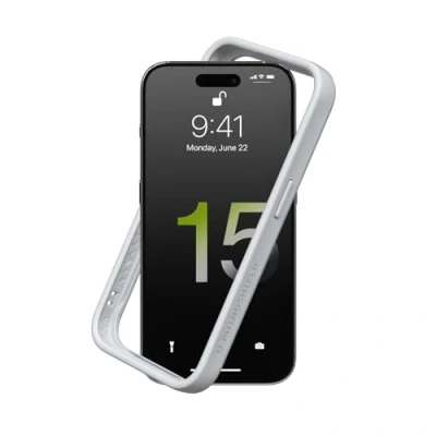 Image de RhinoShield Coque Bumper Compatible avec [iPhone 15 Pro] CrashGuard Protection Fine Personnalisable Absorption des Chocs [sans BPA] Gris Platine