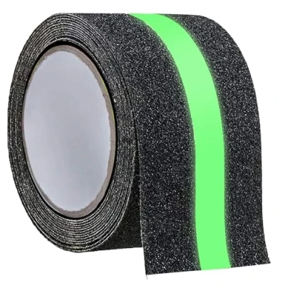 Image de Gebildet Haute Adhérence Bande Anti Glissement avec Phosphorescent, Vert Lumineux Ruban, Ruban Adhésive Antidérapant, pour la Sécurité (5cm x 5m, Noir)