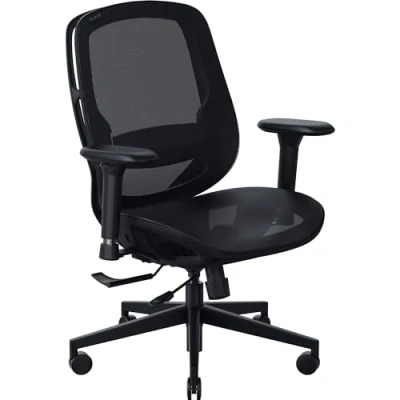 Image de Razer Fujin Chaise Gaming Haut de Gamme (Maille Confortable et Respirante, Technologie Synchro Tilt, Support Lombaire Réglable, Cadre Robuste, Accoudoirs rembourrés 3D) Noir