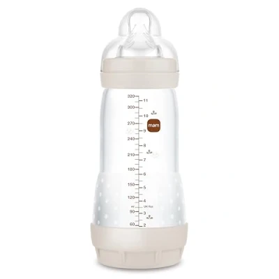 Image de MAM biberon anti Colic A154 Collection Colours of Nature, Surface mate, coliques breveté, tétine 3 en silicone SkinsoftTM ultra douce pour bébés à partir de 4 mois, 320 ml, neutre