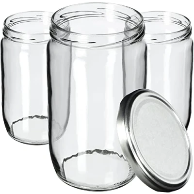Image de KADAX Weck Lot de 8 bocaux conservation ronds pour couvercle à visser, 720 ml, confiture, conserve, argentés K6906 8,7x8,7x15cm
