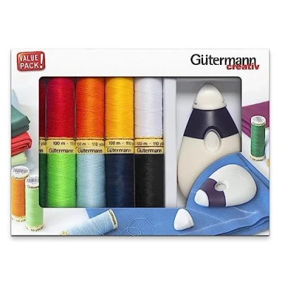 Image de Gütermann Fil Ensemble avec Craie Roue, Polyester, Multicolore, 100m