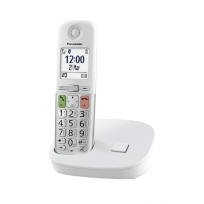Image de Panasonic KX TGU410EXW Téléphone Numérique sans Fil avec Répondeur, Unité de Base et 1 Combiné, Écran LCD, Appels Favori, Lampe Torche, Compatible Les Appareils Auditifs, Blanc Argent