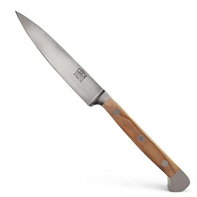 Image de Güde Solingen Couteau à Larder forgé, 10 cm, Bois d&#039;olivier, Alpha Olive Couteaux d&#039;office, Double mitre, fabriqué la Main en Allemagne