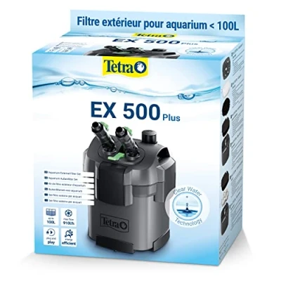 Image de TETRA EX 500 Plus Filtre Extérieur pour tout type d’aquarium jusqu’à 100 L Performant, puissant, silencieux 4 types de filtration Fonction préfiltration Garantie 3 ans