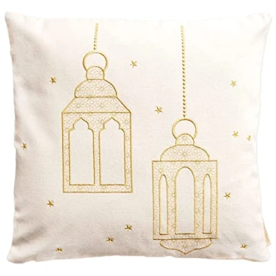Image de Papierdrachen Taie d&#039;oreiller comme décoration de Ramadan brodée en Or Haute qualité avec Motif Lanterne Taille 40x40cm saisonnière la fête du Sucre Set numéro 2