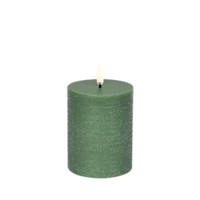 Image de Uyuni Lighting Bougie Pilier LED 7,8x10,1 cm Olive Vert/Rustic
