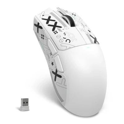 Image de MAMBASNAKE X ATTACK SHARK X11SE Souris gaming sans fil Jusqu&#039;à 22000 ppp,capteur PixArt PAW3311,BT/2,4G/filaire,légère 59g avec bande,clics 2000W,accélération 40G,batterie longue,for Win/Mac Blanc
