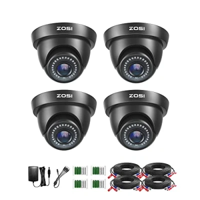 Image de ZOSI 1080P 4pcs TVI Kit Caméras Vidéo Surveillance Extérieure 3.6mm Objectif 24pcs LEDs IR Vision Nocturne 24 m Compatible avec Enregistreur de Type HD