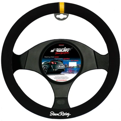 Image de Simoni Racing CVT/27 Couvre volant universel Carrera Look Red, noir avec insert jaune