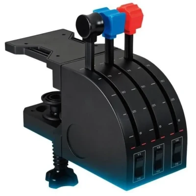 Image de Logitech G Saitek Pro Flight Throttle Quadrant Levier d&#039;Axe de Bloc Manettes Vol pour Simulateur Vol, Ecran LCD, 3 Interrupteurs à Bascule Bidirectionnels, Support Réglable, USB, PC Noir
