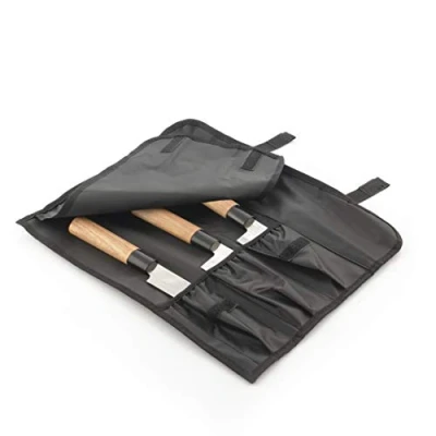 Image de InnovaGoods® Set de cuchillos avec étui transport professionnel Damas Q offre une coupe précise et sûre, acier inoxydable design élégant, idéal pour la maison cuisine professionnelle.