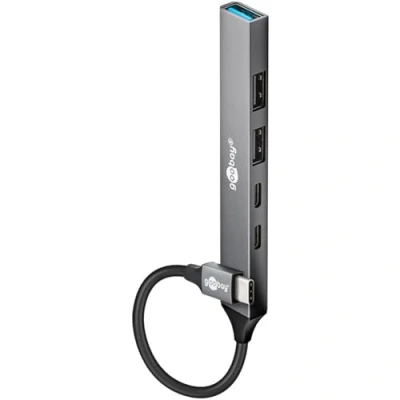 Image de Goobay 74460 hub &amp; concentrateur USB Type C 5000 Mbit/s Gris clair Neuf