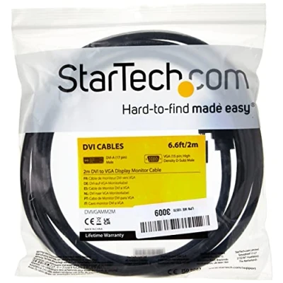 Image de StarTech.com Câble écran DVI vers VGA A (M) HD15 2m Cordon (DVIVGAMM2M)