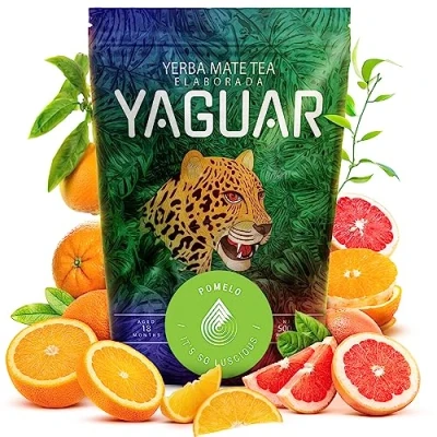 Image de Yaguar, Yerba Maté Pomelo 500g, aux Fruits, Brésilien, rafraîchissant et énergisant, sans Gluten