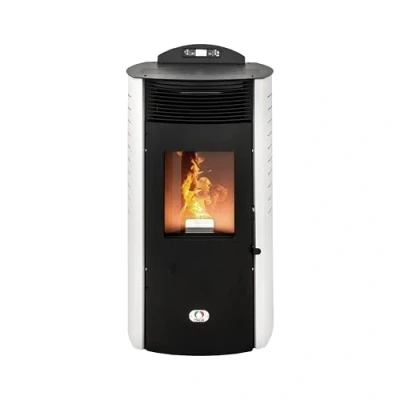 Image de STUFE A PELLET ITALIA Siberia Aria New 18 KW WiFi Poêle à air ventilé Efficacité 91 % chauffe 180 m² autonomie 30 H programmable 5 vitesses et puissances garantie 24 mois blanc