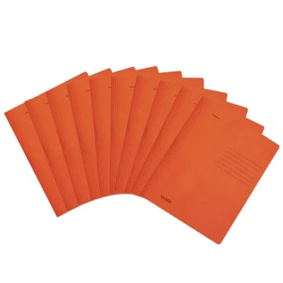Image de Falken Lot de 10 chemises pliées prêtes à l&#039;emploi en carton recyclé Format A4 Reliure commerciale et administrative Orange Blauer Engel