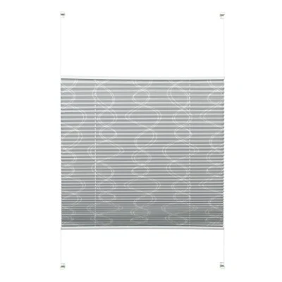 Image de GARDINIA Store Plissé Deco à clipser ou coller opaque et pliable Kit de montage inclus EASYFIX Décor Avec 2 rails commande Design boucles Gris 100 x 130 cm (LxH)