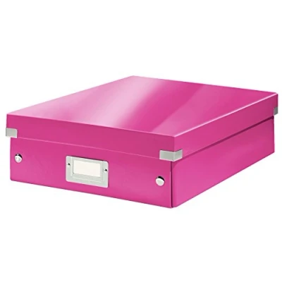 Image de Leitz, Boîte de rangement Click &amp; Store, Format moyen avec organiseurs (28,1 x 10 37 cm), Pour ranger et organiser tous les accessoires, Montage bouton pression, Carton recyclé à 85%, Rose, 60580023