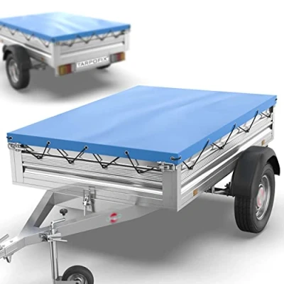 Image de Tarpofix® Bâche Protection Plate 257,5 x 134,5 8 cm avec Corde de remorque renforcée en PVC Bache pour Divers modèles remorques Voitures 750kg &amp; 1000kg FP4