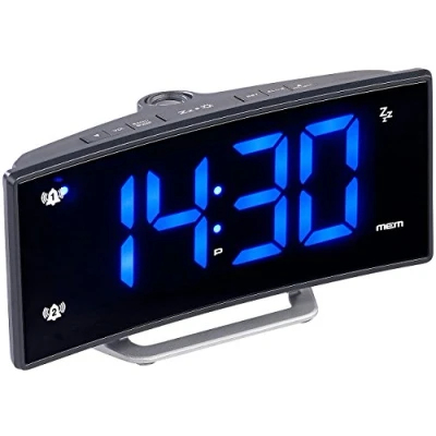 Image de Radio réveil à projection avec affichage bleu et port de chargement USB