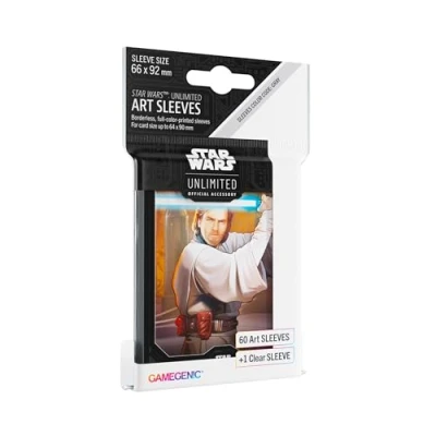 Image de Asmodee Obi Wan Kenobi Officially Licensed Pack of 60 Art Sleeves 1 Clear Sleeve, Optimized Size for Star Wars Unlimited Other TCG and LCG Games, Made by Gamegenic, GGS15061ML