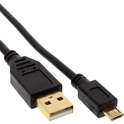 Image de Câble Micro USB 2.0 InLine®, A Mâle / B Mâle, Contact or, 1m