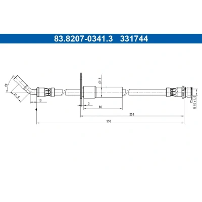Image de ATE 83.8207 0341.3 Flexible De Frein 353mm M10x1,5mm FORD: Puma SUV 1.5 EcoBlue, ST EcoBoost, 1.0 Flexifuel, EcoBoost mHEV,