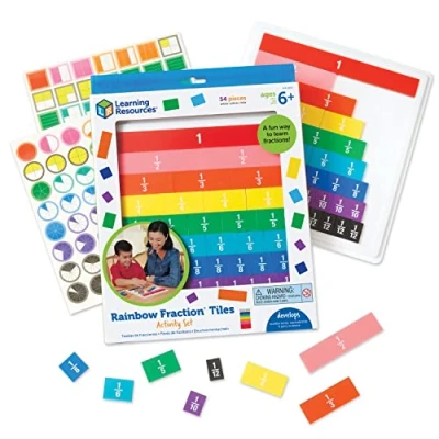 Image de Learning Resources Tuiles de fractions arc en ciel avec plateau 10 x 12.8 1.3 pouces