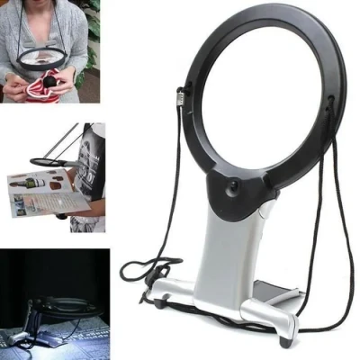 Image de loupe LED avec l&#039;élargissement de l&#039;objet 6x, lecture, lampe 2LED géante lecture mains libres