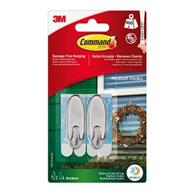 Image de Command crochets moyens transparents, 2 + 4 bandes adhésives Utilisation en extérieur Convient pour accrocher des objets jusqu&#039;à 900 g Suspension sans dommage