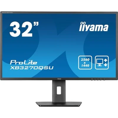 Image de iiyama Ecran 31,5 Noir 3ms Dalle IPS 2560x1440 100Hz 250 CD/m² 2xHDMI 1xDisplayPort 3xUSB HUB (3.2) HPs VESA 100x100 15cm Pied réglable Hauteur Pivot