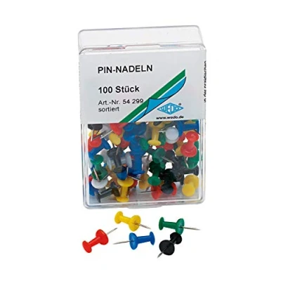 Image de Wedo 54299 épingles Diabolo forme de dans une boîte transparente, 100 Pièces, farbigsortiert