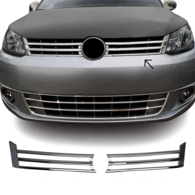 Image de Moulure de Grille Calandre Compatible avec VW Caddy 2010 2015, Garniture Baguette en Acier Inoxydable Argent