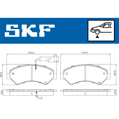 Image de SKF VKBP 80210 E Jeu de plaquettes frein contact signal d&#039;usure inclus PEUGEOT: Boxer Van, Сamion à Plateau/Сhâssis, Minibus