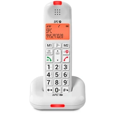 Image de SPC Comfort Kairo Téléphone sans Fil Seniors avec Grandes Touches, Son amplifié, Compatible appareils auditifs, Fonction de Blocage d&#039;appel, Signal Lumineux et 2 mémoires directes Blanc