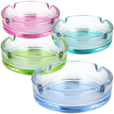 Image de com four® 4X Cendriers en Verre coloré pour la Maison et Restauration de Table colorés Cigarettes Collecteurs Tabac 5 mm (04 pièces Base colorée)