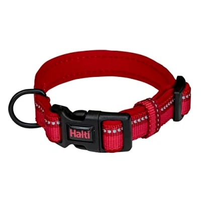 Image de Collier Confortable HALTI Un pour Chien Rembourré en Néoprène Doux Toutes les Races Réglable et Réfléchissant. Nombreuses Couleurs petits Chiens Chiots (Taille XS, Rouge)
