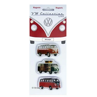 Image de BRISA VW Collection Aimants pour réfrigérateur, Bureau et Tableau d&#039;affichage Combi T1 de Volkswagen (Ensemble 3 / Camper/Multicolore)