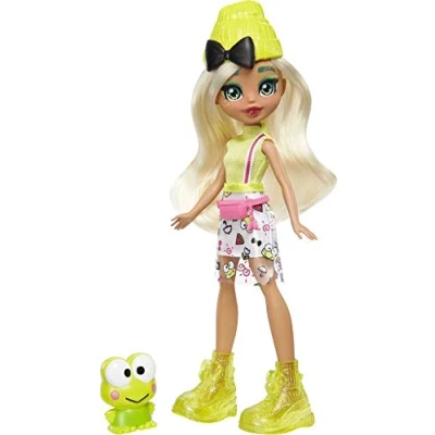 Image de Sanrio Hello Kitty figurine Keroppi et poupée Dashleen avec longs cheveux verts tenue tendance, jouet pour enfant dès 4 ans, GWW99