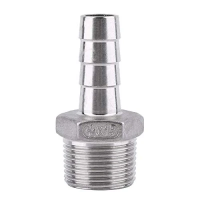 Image de Connecteur Cannelé en Acier Inoxydable, Tuyau Cannelé, Inoxydable SS304 Raccord de à Filetage Mâle Queue BSP 1/8 &quot; 3/4&quot;(3/4 * 15mm)