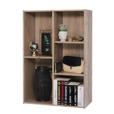 Image de Iris Ohyama, Meuble de Rangement en Bois, bibliothèque 60cm largeur, Étagère 5 Compartiments, Modulaire, Polyvalent, Marron Cendré, Salon, Bureau, Chambre, Livre, Assemblage Facile, CX 23C