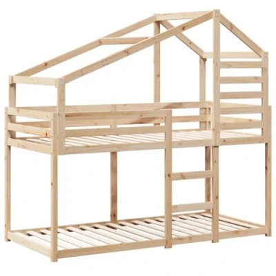 Image de vidaXL lit superposé avec Toit 80x200 cm Bois de pin Massif, lit, Cadre Mezzanine, Meuble Chambre, sommier,