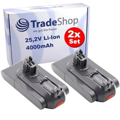 Image de Trade Shop Lot de 2 batteries Li ion 25,2 V / 4000 mAh compatibles avec Dyson V11 Absolute Extra, Animal, Click In, V15 Detect