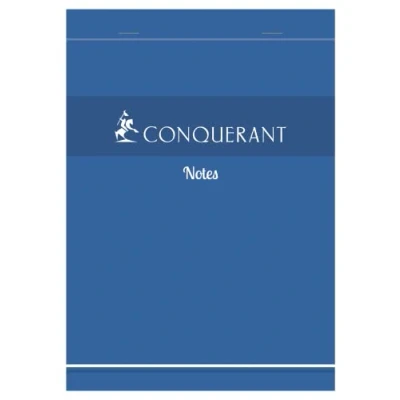 Image de CONQUERANT lot de 5 Bloc Notes A5 Petits Carreaux 5mm 200 Pages Agrafées Tête Couverture Carte Bleue