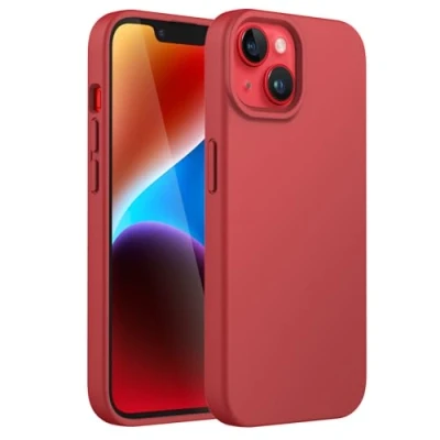 Image de JETech Coque Silicone pour iPhone 14 6,1 Pouces, Protection Complète du Corps au Toucher Soyeux, Étui Housse Anti Chocs Doublure Douce en Tissu Microfibre (Rouge)