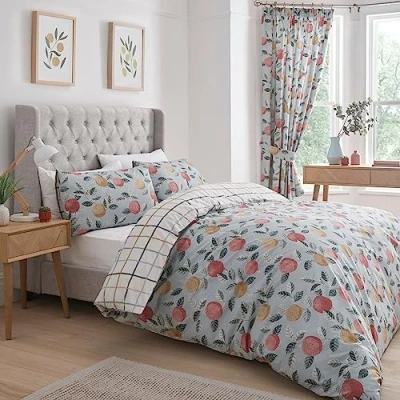 Image de Dreams &amp; Drapes Parure de lit King Size Motif Fruits botaniques Vert